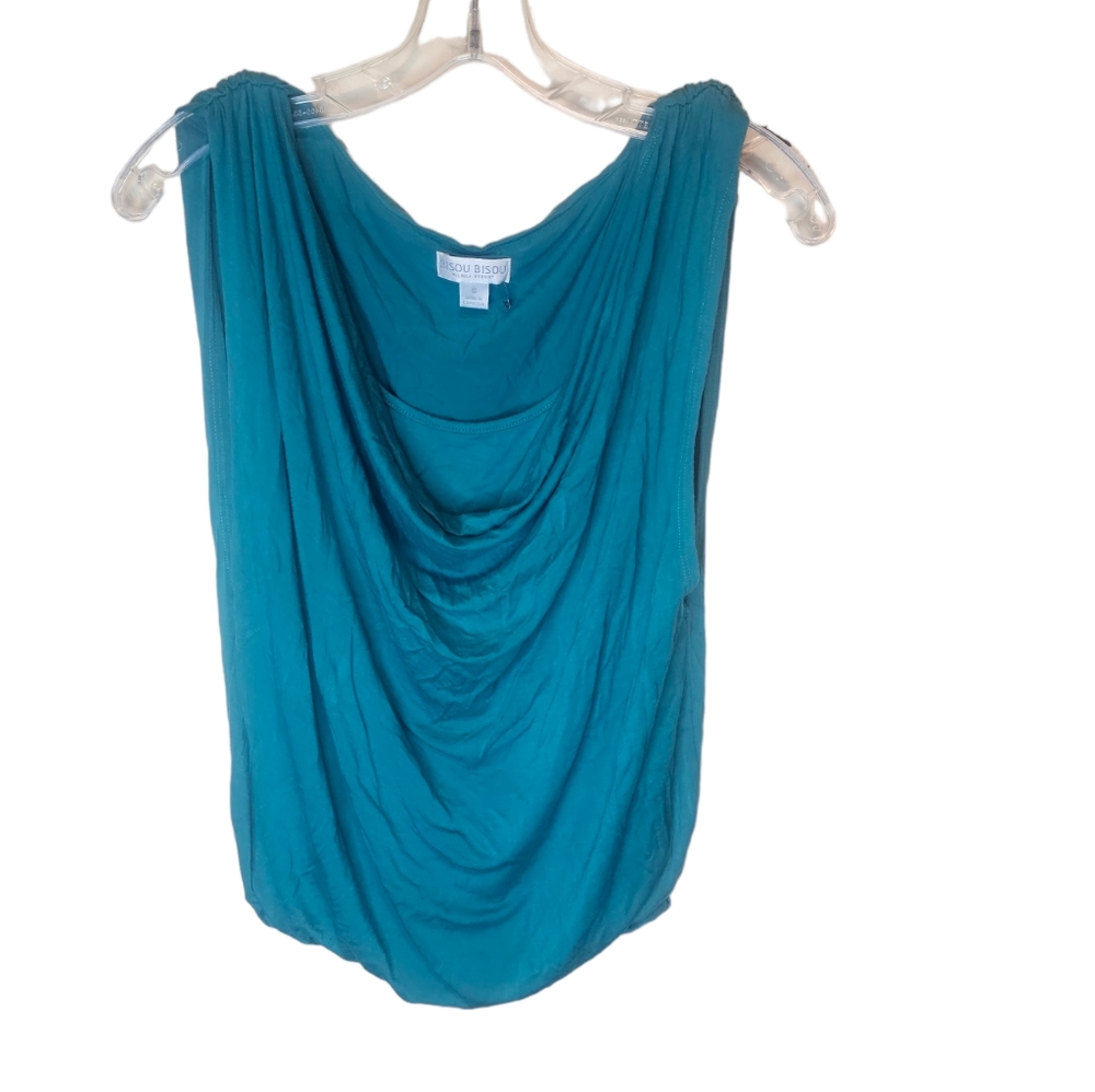 Bisou Bisou women's  colour teal sleeveless cowl neck top size S